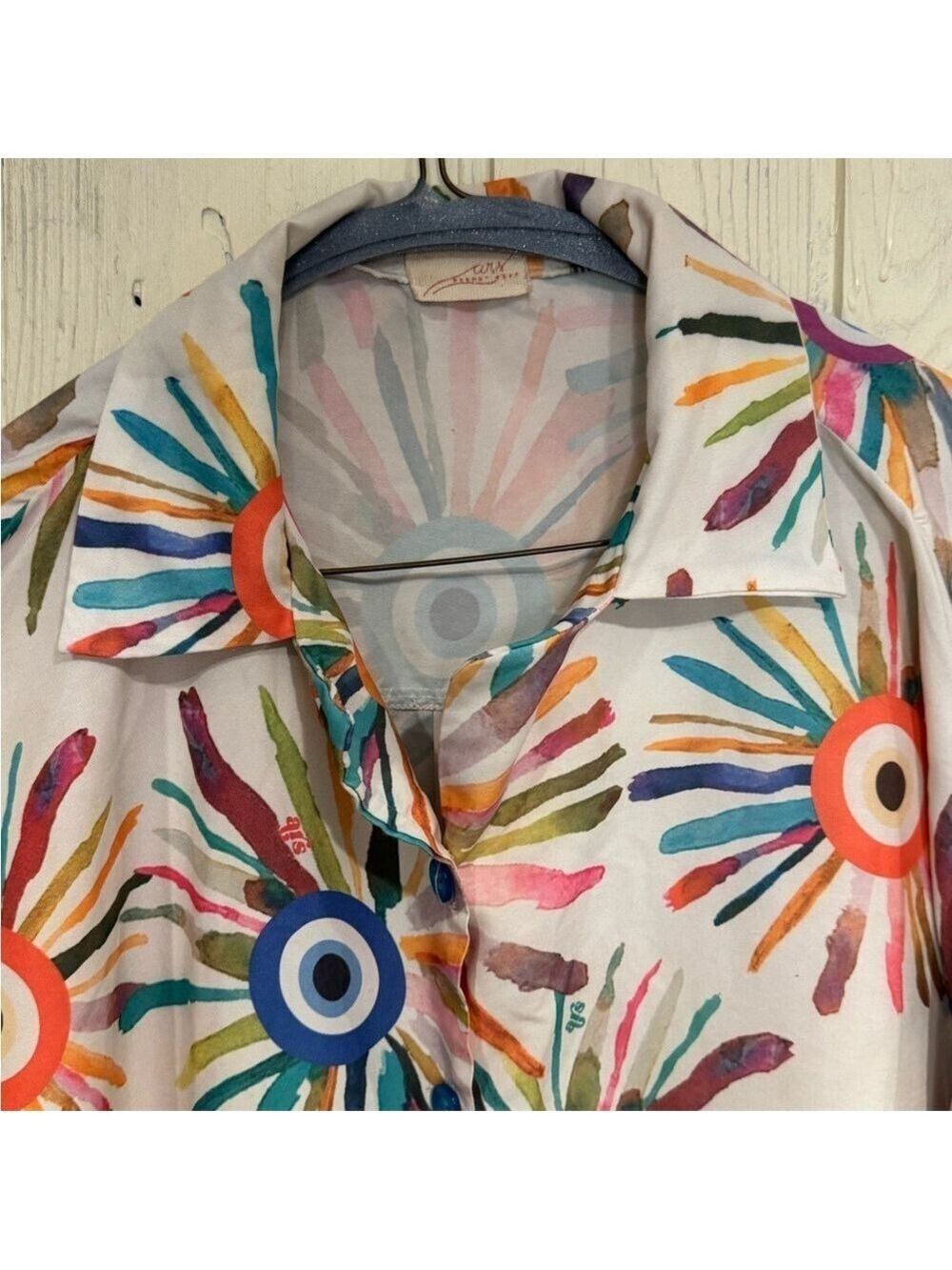 ARS Abstract Collared Button Up Blouse - Picture 2 of 8